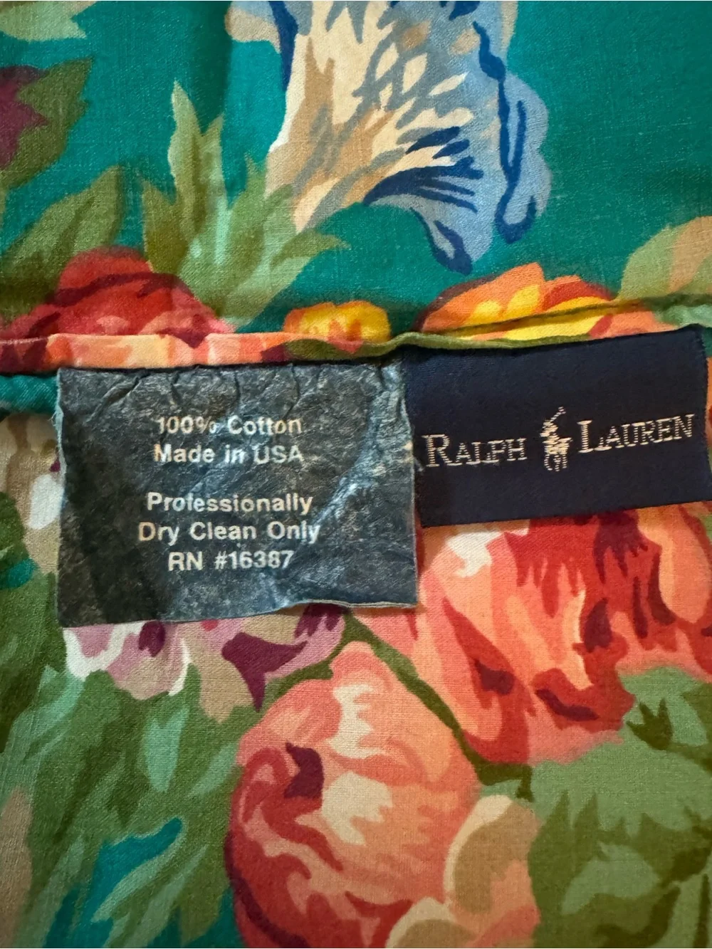 Ralph Lauren Vintage India Street Teal Floral Quilted Comforter Cottagecore